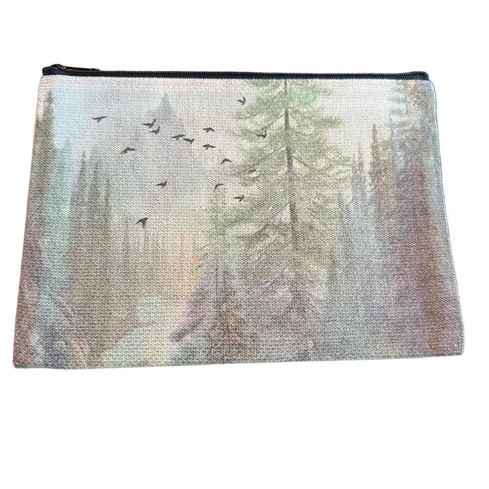 Mountain Morning Print Cloth Zip Close Cosmetic Bag